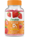 Lifeable Vitamin D3 10000 IU - Great Tasting Natural Flavor Gummy Supplement - Gluten Free Vegetarian GMO-Free Chewable - for Strong and Healthy Bones - for Adults, Men, Women - 90 Gummies