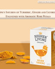 Higher Living Organic Golden Turmeric Tea Bags  Pack of 2  30g 15 Teabags  Premium Organic Blend with Aromatic Spices  Natural and CaffeineFree Herbal Tea Infusion