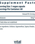 Vital Nutrients Melatonin 10mg | Vegan Sleep Support Supplement to Support The Body's Natural Sleep Cycle* | Gluten, Dairy and Soy Free | 60 Capsules