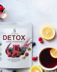 XTOPIA Berries Detox Juice Powder Blueberries Acai Berry Raspberry Lcarnitine Marine Collagen and More Superfood Organic Vegan AntioxidantRich Keto Friendly Bag of 25 Sticks 35g Each