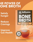 Dr. Kellyann Bone Broth Packets, Homestyle Chicken Flavor (7 Servings), Chicken Broth with 100% Grass-fed Hydrolyzed Collagen Peptides Powder, 16g Protein, Keto and Paleo Diet Friendly