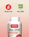 Jarrow Formulas MaxDHA - 180 Softgels - High Purity Fish Oil - Supplement Supports Brain & Eye Health - Concentrated in Omega-3 Fatty Acids & Enriched in DHA - 90 Servings