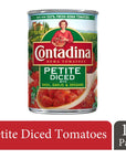 Contadina Petite Cut Diced Tomatoes with Garlic Basil  Oregano 145 oz Pack of 12