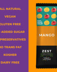 Fruit Snacks by Zest Delites Fruit Leather Mango Fruit Bars Healthy Snacks for Adults Dried Fruit No Sugar Added Mango 088 oz x 10