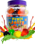 Funtasty Fruit Jelly Tik Tok Candy Assorted Flavors, Treats Squeezable Vegan-Friendly - 40 Count Jar