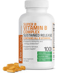 Bronson Super B Vitamin B Complex Sustained Slow Release (Vitamin B1, B2, B3, B6, B9 - Folic Acid, B12) Contains All B Vitamins 100 Tablets