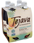 Tejava Pineapple Mango Black Iced Tea 4 Pack 12oz Glass Bottles Unsweetened NonGMO Kosher No Sugar or Sweeteners No calories No Preservatives Brewed in Small Batches