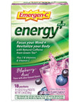 Emergen-C Energy+, With B Vitamins, Vitamin C And Natural Caffeine From Green Tea(Blueberry Acai Flavor) Dietary Supplement Drink Mix, 0.33 Ounce Powder Packets(Pack of 18)