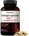 NatureBell Fadogia Agrestis 600mg Complexed with Tongkat Ali 400mg, 180 Capsules