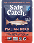 Safe Catch Skinless and Boneless Wild Pacific Pink Salmon Pouch Italian Herb Seasoned Mercury Tested Kosher 26oz Pouches Pack of 12