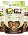 Pure Bliss Organic Low Sugar Granola (Cocoa Cashew Butter) Gluten Free, Vegan, Non-GMO, Low Glycemic, Best Tasting No Sugar Added, Superfoods, Healthy Snack Granola Cereal, Date Sweetened, Whole Foods "No Sugar Buzz" (Value Pack: 3 X 12oz Bags)