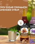 Syruvia Coffee Syrup Variety Pack  Brown Sugar Cinnamon  Lavender GlutenFree Kosher 254 fl oz Bottles  Enhance Your Coffee Experience with Premium Flavoring Syrups