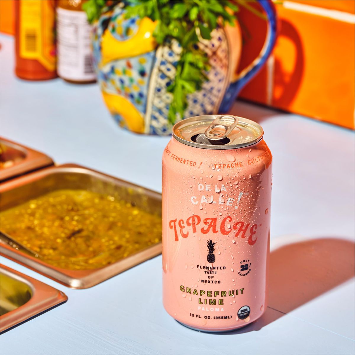 De La Calle Tepache  Grapefruit Lime  Modern Mexican Soda  Craft Fermented Pineapple Sparkling Beverage  Certified Organic Antioxidant Rich NonAlcoholic Healthy Soda Low Sugar Low Calorie NonGMO