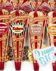 Popcornopolis Gourmet Popcorn  Premium Pack of 4 Popcorn Mini Cones  Exclusive Inspirational Sticker Small Storage Space Friendly  Great Stocking Stuffers