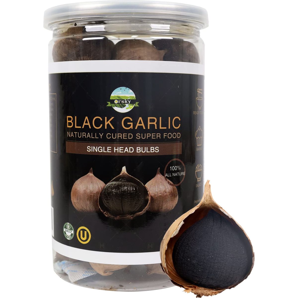 Orsky Black Garlic 882 Oz 250g Whole Black Garlic Fermented for 90 Days Super Foods NonGMOs NonAdditives High in Antioxidants Ready to Eat for Snack Healthy Healthy Recipes