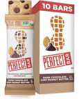 Perfect Bar Dark Chocolate Chip Peanut Butter Protein Bar High Protein Organic Gluten Free Soy Free Non GMO No Sugar Alcohols 23 Ounce Bars 10 Count