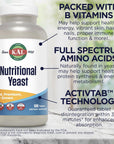 KAL Nutritional Yeast Supplement, Fortified w/ B12, Biotin, Folic Acid, Other B Vitamins, Naturally Occurring Amino Acids, Healthy Hair, Skin & Energy Support, Vegan, Gluten Free, 83 Serv, 500 Tablets