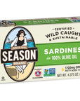 Season Sardines in Olive Oil  Wild Caught 22g of Protein Keto Snacks More Omega 3s Than Tuna Kosher High in Calcium Canned Sardines  437 Oz Tins 12Pack