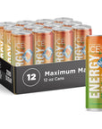 Sparkling Ice ENERGY Maximum Mango Sparkling Water Energy drinks with Vitamins  Electrolytes Zero Sugar 12 fl oz Cans Pack of 12