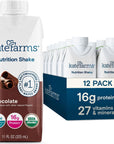 KATE FARMS Organic Nutrition Shake Chocolate 16g Protein 27 Vitamins and Minerals Protein Meal Replacement Drink Plant Based 11 oz 12 Pack