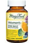 MegaFood Women's One Daily Multivitamin for Women - with Iron, B Complex, Vitamin C, Vitamin D, Biotin and More - Plus Real Food - Immune Support Supplement - Bone Health - Vegetarian - 90 Tabs