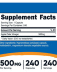 Nutricost Apple Cider Vinegar Capsules 500mg, 240 Vegetarian Capsules - Natural, Vegetarian, GMP, Non-GMO and Gluten Free