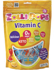 Zolli Vitamin C SugarFree Keto Lollipops  Immune Boosting Natural Fruit Flavor Vegan GlutenFree 8 Oz  Support Your Immune System with Tasty and Healthy Lollipops