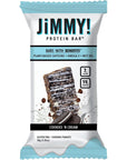 JiMMY Protein Bar Cookies and Cream Wake and Focus 12 Count  Energy Bar with Caffeine Omega 3 and MCT Oils Low Sugar High Protein