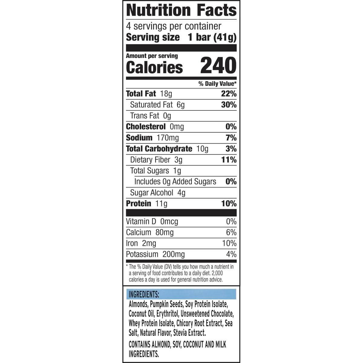 Ratio Crunchy Protein Bar Vanilla Almond With Chocolate 11g Protein Keto Friendly 58 oz 4 Bars