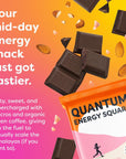 Quantum Energy Square: Energy Bar with Caffeine & 10g Protein. Delicious Healthy Snack On The Go. (Vegan, Gluten-free, Soy-free, Dairy-free). Flavor: Dark Chocolate Pink Himalayan Salt 8Pk