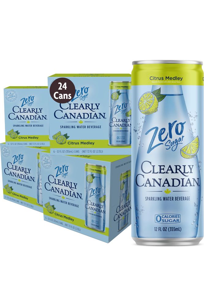 Clearly Canadian Zero Sugar Citrus Medley Sparkling Water Beverage Zero Sugar  Zero Calories 1 Case 24 cans x 12 fl oz