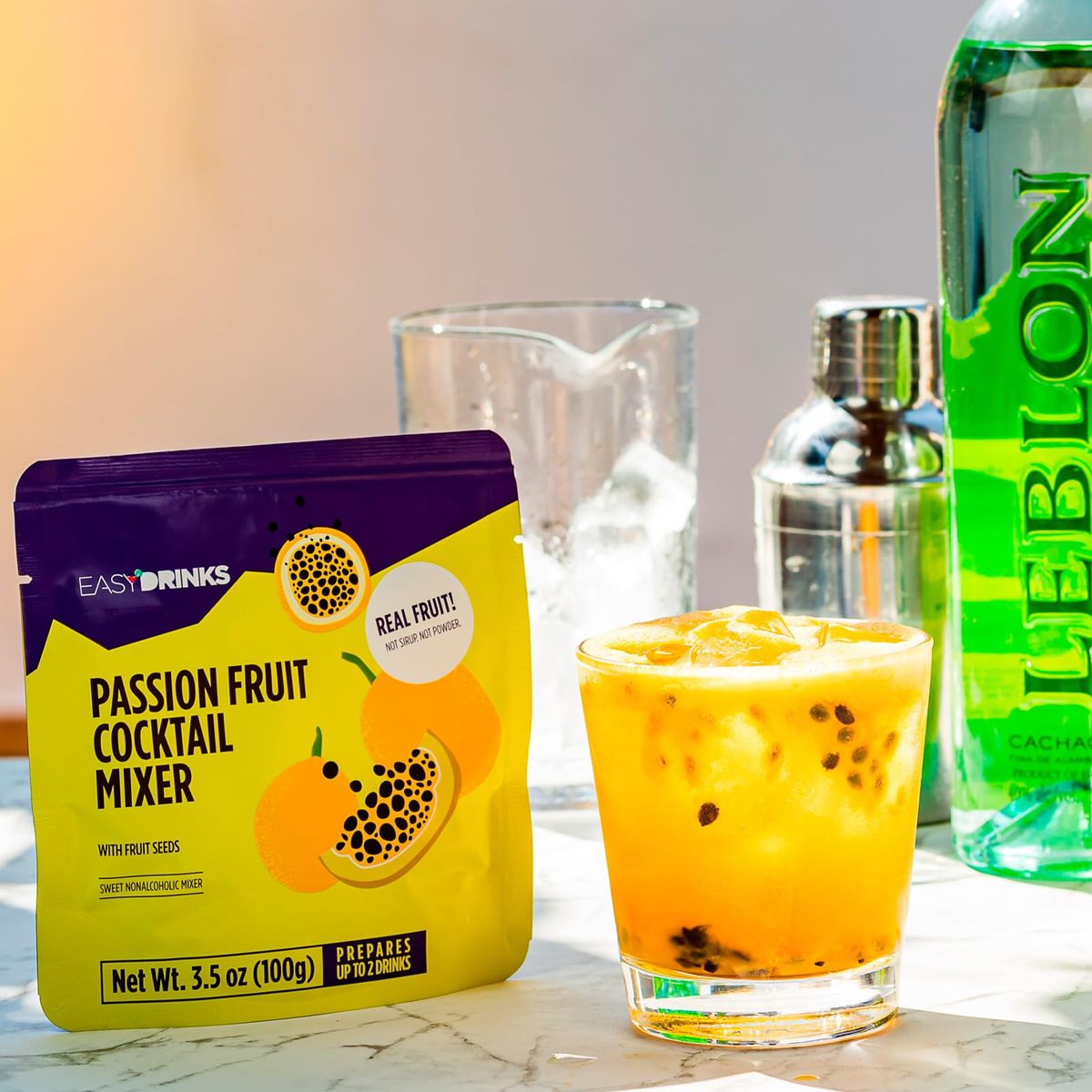 Easy Drinks Passion Fruit Cocktail Mixer Real fruit with seeds  Pack 5x 35 oz  Prepares up to 10 cocktails