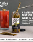 Collins Gourmet Pickled Green Beans for Cocktails  Premium Condiment Garnish for Cocktails Bloody Mary Condiments or Salads 12oz