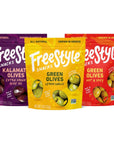 Freestyle Snacks Olive Snack Packs - Fresh Pitted Kalamata & Green Olives, Jumbo-Sized, Grown in Greece, Salty Snack, All Natural, Non-GMO, Paleo, Sugar-Free, Keto Snacks - Variety Pack, 4oz (3 Pack)