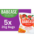 Babease Premium Organic Stage 2 Lentil Puffs with Tomato, Carrot, Herbs & Spices, Weaning 7 Months+ Natural Baby Food Snack, Gluten Free, Pack of 5 x 20g