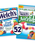 Welch's Fruit Snacks & Juicefuls Juicy Fruit Gushers, Mixed Fruit Combo Variety Pack, Gluten Free, Individual Single Serve 0.8 and 1 oz Bags (Pack of 52)