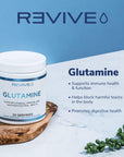 REVIVE Gut L-Glutamine Powder MD - Muscle Recovery & Immune System Booster for Adults - Promotes Digestive Health & Reduces Muscle Soreness - Immunity & Digestion Vegan Pure L Glutamine Supplement