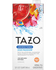 TAZO Unsweetened Iced Passion Herbal Tea Concentrate 32 fl oz Pack of 2 with By The Cup Coasters