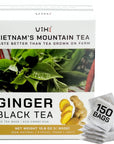 VIXI Ginger Tea Bags Blended with Black Tea 150 Counts Vietnams Mountain Tea Herbal Tea Bold Flavored Tagless Sugar Free 100 Natural Blended by Hand for Hot and Cold Brew