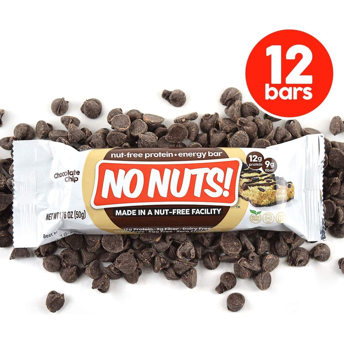 No Nuts 100 Nut Free Dairy Free Vegan Protein Bars Chocolate Chip Organic Kosher EggFree NonGmo  DairyFree Protein Bars