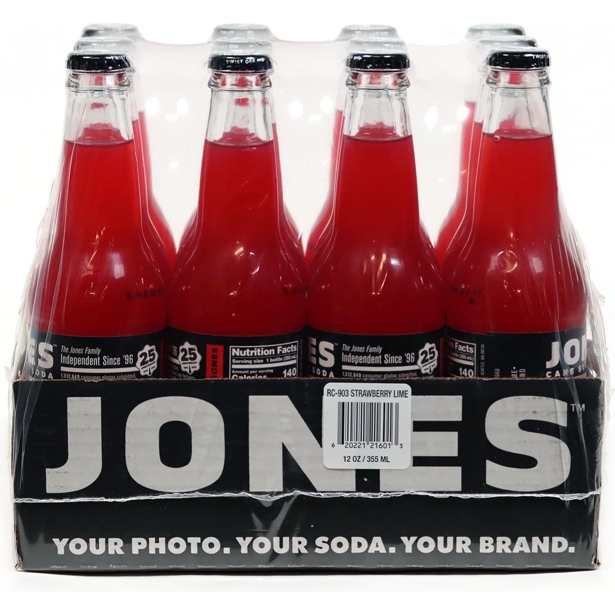 Jones Soda Co Strawberry Lime Soda Flavor  100 Cane Sugar Soda  Craft Soda Pop  Soda Soft Drinks  12 Oz Glass Bottle Soda  12 Pack Soda