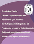 FGO Organic ACAI Powder (Freeze-Dried), 100% Raw Superfood Berry from Brazil, 4oz, Packaging May Vary (Pack of 1)