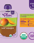 Plum Organics | Stage 1 | Organic Baby Food Meals [4+ Months] | Mango Puree | 3.5 Ounce Pouch (Pack Of 6) Packaging May Vary