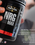 Maxler NRG MAX Pre Workout Powder with Taurine, L Citrulline Malate, Beta Alanine Creatine - Explosive Energy, Enhanced Endurance, Improved Concentration & Accelerated Recovery - Blue Raspberry 12.2Oz