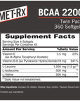 MET-Rx BCAA 2200 Amino Acid Supplement, Supports Muscle Recovery, 180 Softgels, 2 Pack (360 Total Count)