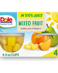 Dole Fruit Bowls Mixed Fruit in 100 Juice Snacks Pineapple Peaches Pears 4oz 4 Total Cups Gluten  Dairy Free Bulk Lunch Snacks for Kids  Adults