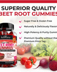 Sugar Free Beet Root Gummies - Nitric Oxide Beet Chews Infused with Coconut Oil for Highest Absorption - Supports Energy & Whole Body Health - Delicious Strawberry Flavor - 60 Count (30 Day Supply)