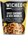 Wicked Kitchen Spicy Coconut and Rice Noodle, 6 Pack - Noodles in a Fragrant Coconut, Ginger, Lime, and Chili Broth with Mushrooms and Cilantro - Plant-Based, Dairy Free and GMO-Free