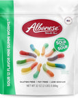 Albanese World's Best Sour 12 Flavor Mini Gummi Worms, 32oz Bag of Candy