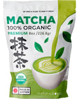 NaturaleBio Premium Matcha Powder 8oz  Harvested in Japan  USDA Organic Matcha Green Tea Powder  Vegan  Vegetarian Friendly